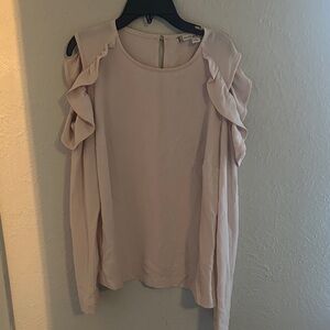 Chelsea & Violet Light Blush Ruffle Cold-Shoulder Blouse